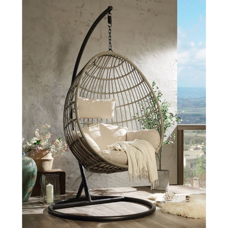 Acme - Vasant Hanging Chair 45082 Fabric & Wicker