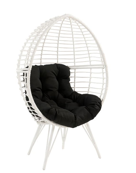 Acme - Galzed Patio Lounge Chair 45109 Black Fabric & White Wicker