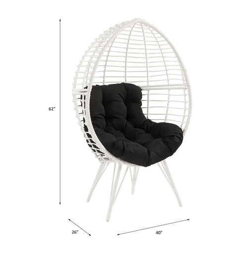 Acme - Galzed Patio Lounge Chair 45109 Black Fabric & White Wicker