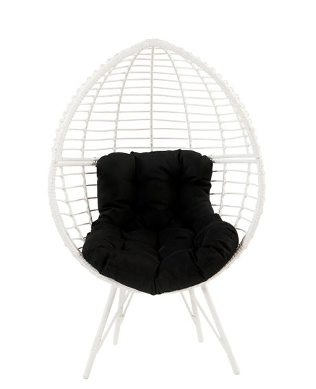 Acme - Galzed Patio Lounge Chair 45109 Black Fabric & White Wicker