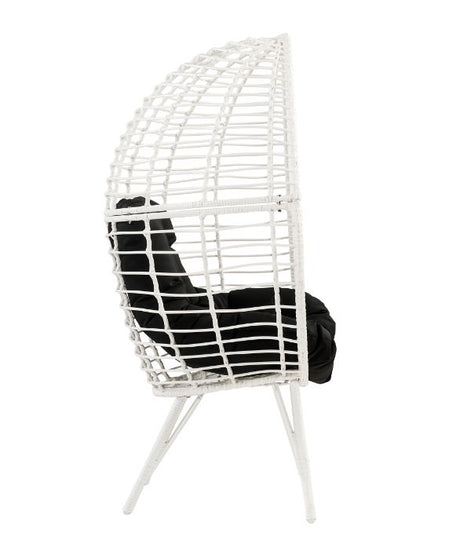 Acme - Galzed Patio Lounge Chair 45109 Black Fabric & White Wicker