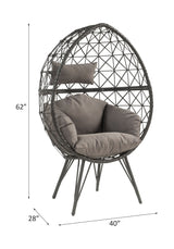 Aeven Patio Lounge Chair 45111 Light Gray Fabric & Black Wicker | Acme - 45111 - Home Elegance USA - 6