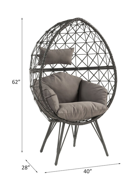 Aeven Patio Lounge Chair 45111 Light Gray Fabric & Black Wicker | Acme - 45111 - Home Elegance USA - 6