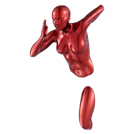 Set of three Wall Runners Sculptures // Metallic Red, Gold, Chrome  | Finesse - Home Elegance USA
