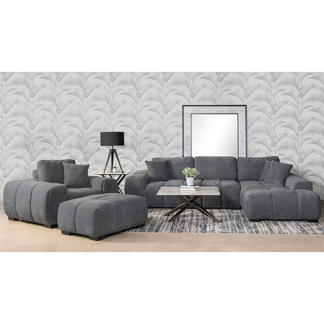 Plather Charcoal Grey Upholstered Sectional Chaise Sofa - sold by Home Elegance USA