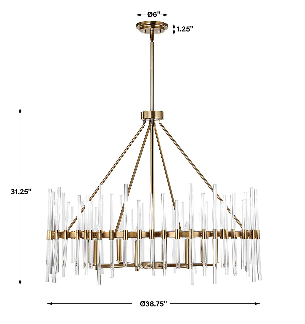Crystal Stick 8 Light Chandelier Brass - Bronze by Uttermost - View 4