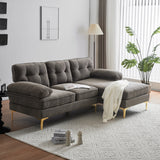 Velvet L-Shaped Sectional Sofa: Luxurious 83" Modern Design for Living Room & Bedroom Décor | Brown Comfort and Style - Home Elegance USA