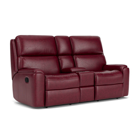 Rio Transitional Leather Reclining Loveseat, Console | Flexsteel