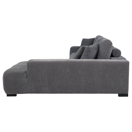Plather Charcoal Grey Upholstered Sectional Chaise Sofa - sold by Home Elegance USA