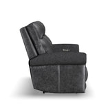 Alexander Power Reclining Loveseat With Power Headrest & Lumbar - Weathered Stone Gray | Flexsteel