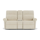 Davis Transitional Fabric Reclining Loveseat With Console | Flexsteel
