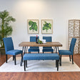 Amisos 6-Piece Dining Set, Hairpin Dining Table with 4 Chairs and Upholstery Bench, 3 Color Options - sold by Home Elegance USA