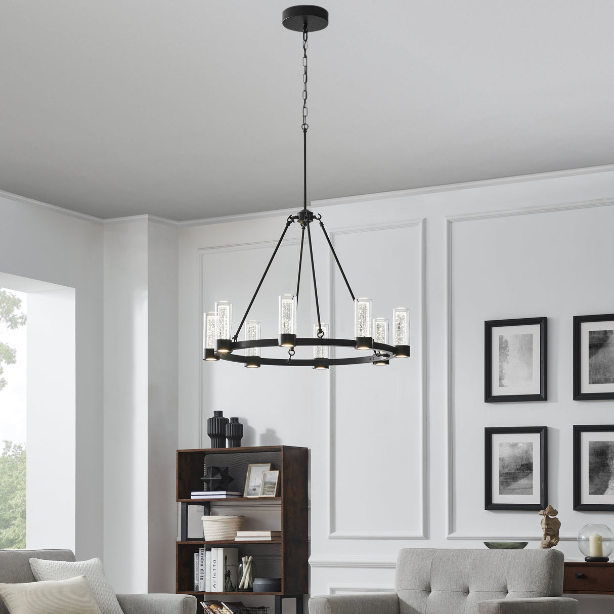 Victory 8 Light Chandelier //  Matte Black  | Finesse -  Home Elegance USA