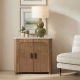 Mebarak Reeded 2 Door Cabinet Bronze,White,Woodtone - Light Brown / White by Uttermost - View 2