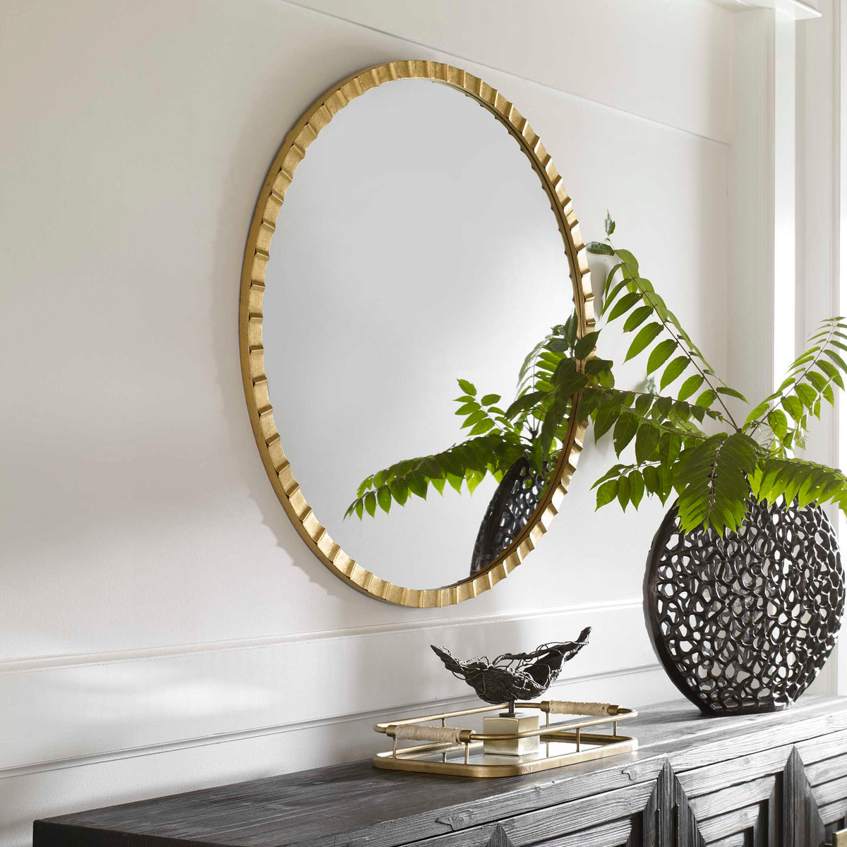 Dandridge Round Mirror - Gold by Uttermost - View 3