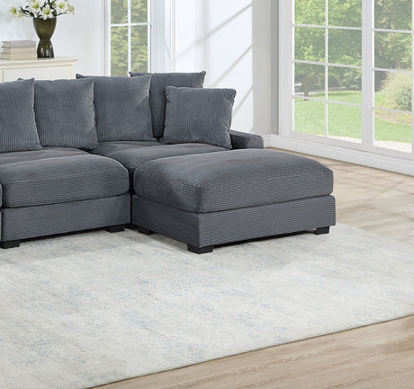 Contemporary Dark Gray 4pc Modular Sectional Set Corduroy Couch LAF & RAF Chairs Armless Chair Ottoman Living Room Furniture - sold by Home Elegance USA
