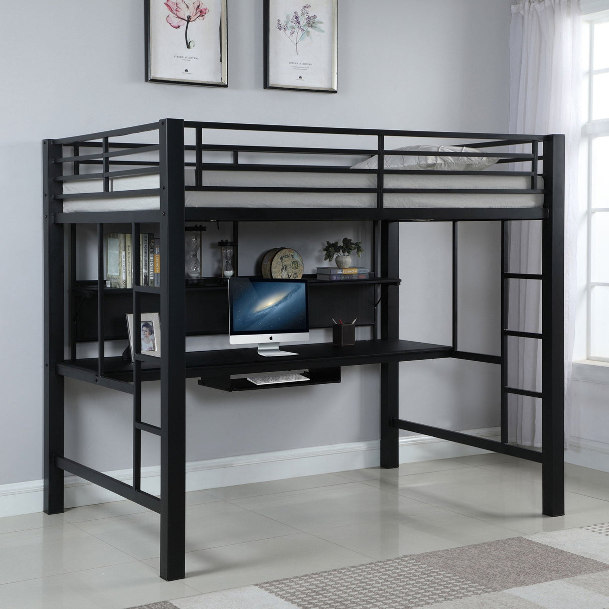 Avalon Full Workstation Loft Bed Black 460023 | Coaster | Home Elegance USA