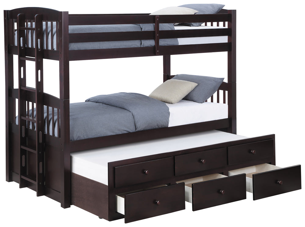 Twin / Twin Bunk Bed - Kensington Twin Over Twin Bunk Bed with Trundle Cappuccino