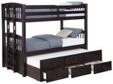 Twin / Twin Bunk Bed - Kensington Twin Over Twin Bunk Bed with Trundle Cappuccino