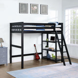 Anica 3 - shelf Wood Twin Loft Bed Black | Coaster | Home Elegance USA