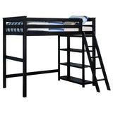 Anica 3 - shelf Wood Twin Loft Bed Black | Coaster | Home Elegance USA