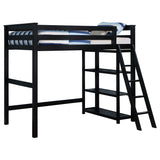 Twin Loft Bed - Anica 3-shelf Wood Twin Loft Bed Black
