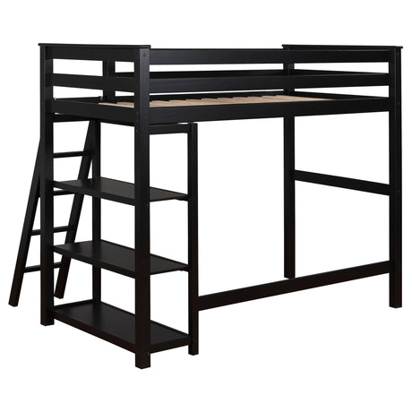 Anica 3 - shelf Wood Twin Loft Bed Black | Coaster - 460084 - Home Elegance USA - 4