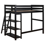 Twin Loft Bed - Anica 3-shelf Wood Twin Loft Bed Black