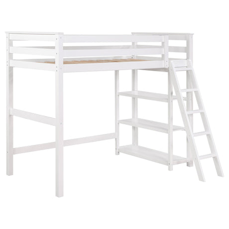 Anica 3 - shelf Wood Twin Loft Bed White | Coaster - 460089 - Home Elegance USA - 1