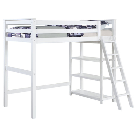 Anica 3 - shelf Wood Twin Loft Bed White | Coaster - 460089 - Home Elegance USA - 3