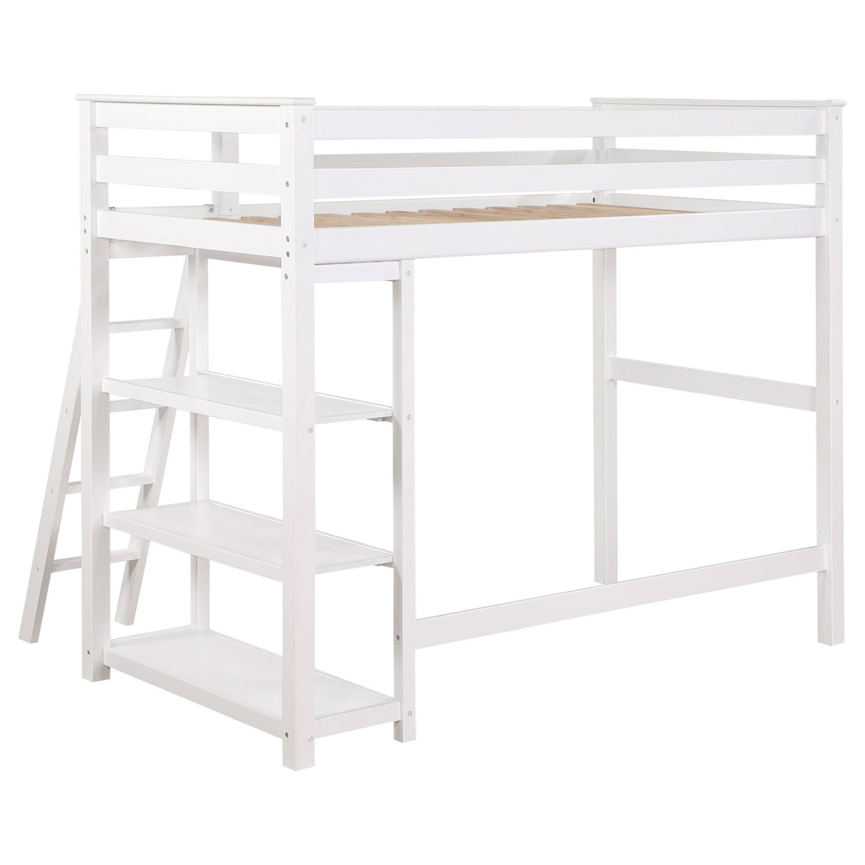 Anica 3 - shelf Wood Twin Loft Bed White | Coaster | Home Elegance USA