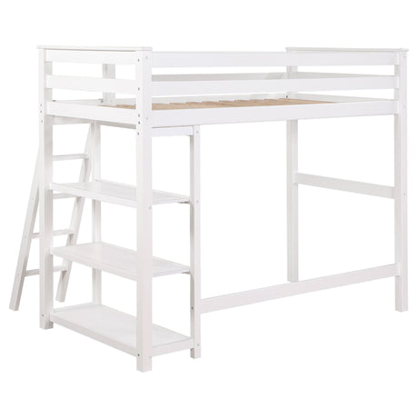 Anica 3 - shelf Wood Twin Loft Bed White | Coaster - 460089 - Home Elegance USA - 4