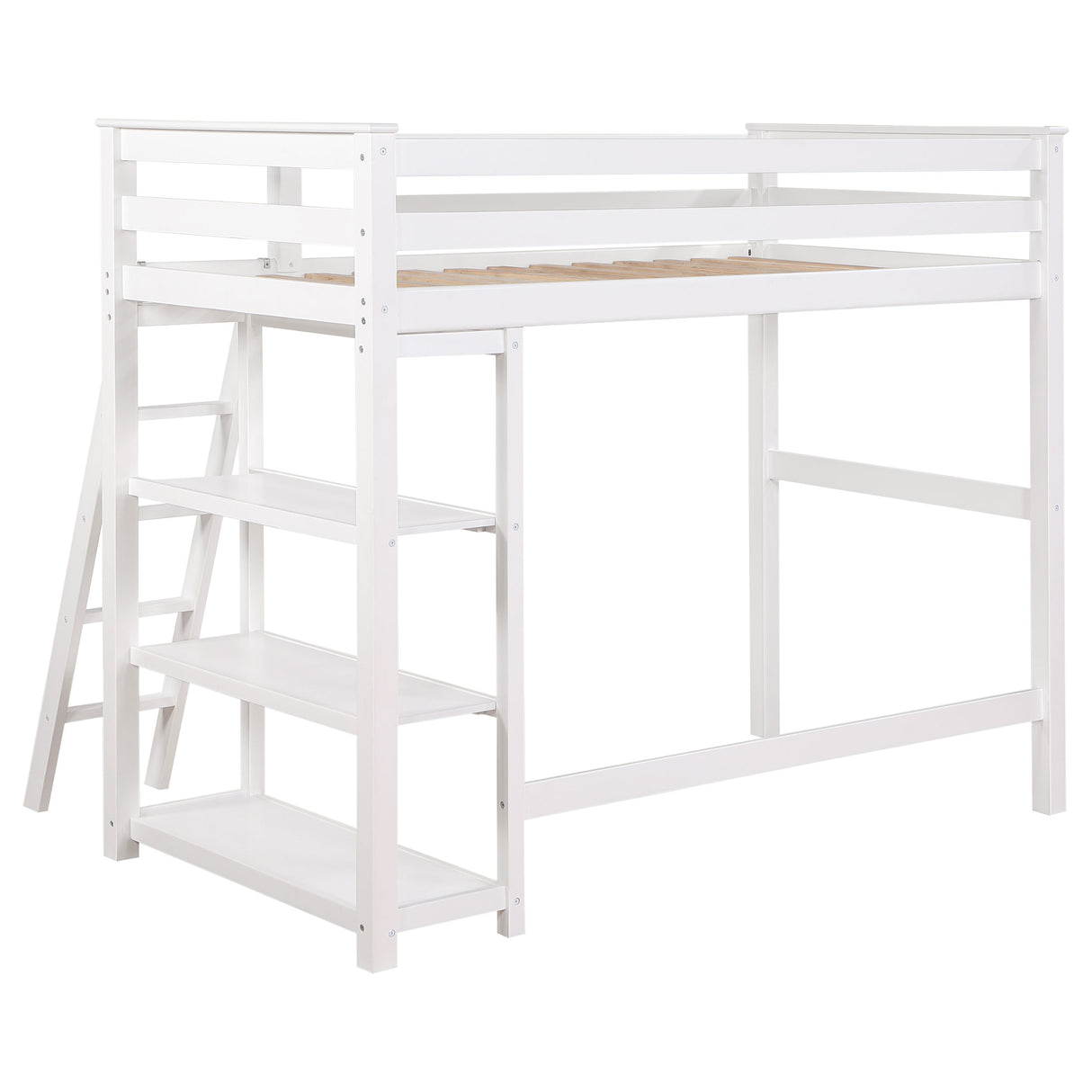 Twin Loft Bed - Anica 3-shelf Wood Twin Loft Bed White