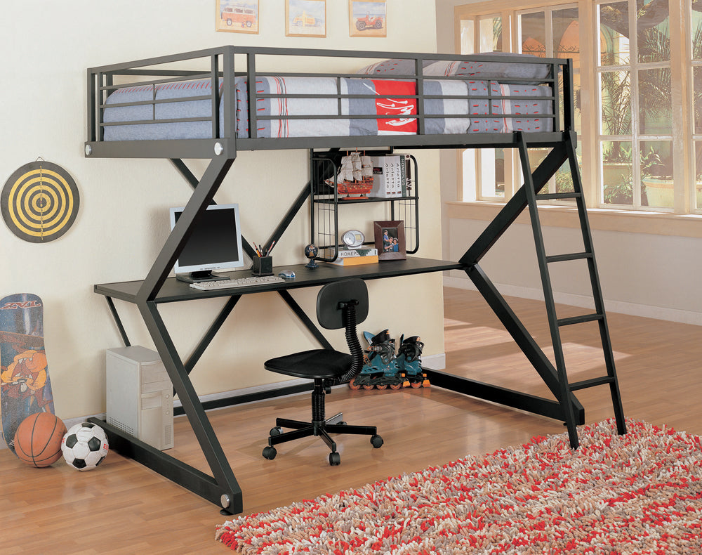 Full Workstation Loft Bed - Parkview Full Workstation Loft Bed Black