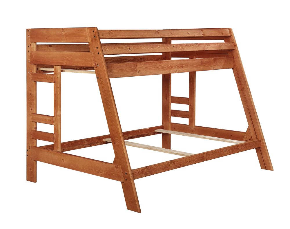 Twin / Full Bunk Bed - Wrangle Hill Twin Over Full Bunk Bed with Built-in Ladder Amber Wash