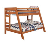 Twin / Full Bunk Bed - Wrangle Hill Twin Over Full Bunk Bed with Built-in Ladder Amber Wash