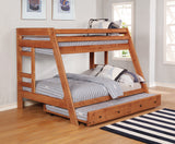Twin / Full Bunk Bed - Wrangle Hill Twin Over Full Bunk Bed with Built-in Ladder Amber Wash