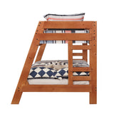 Twin / Full Bunk Bed - Wrangle Hill Twin Over Full Bunk Bed with Built-in Ladder Amber Wash