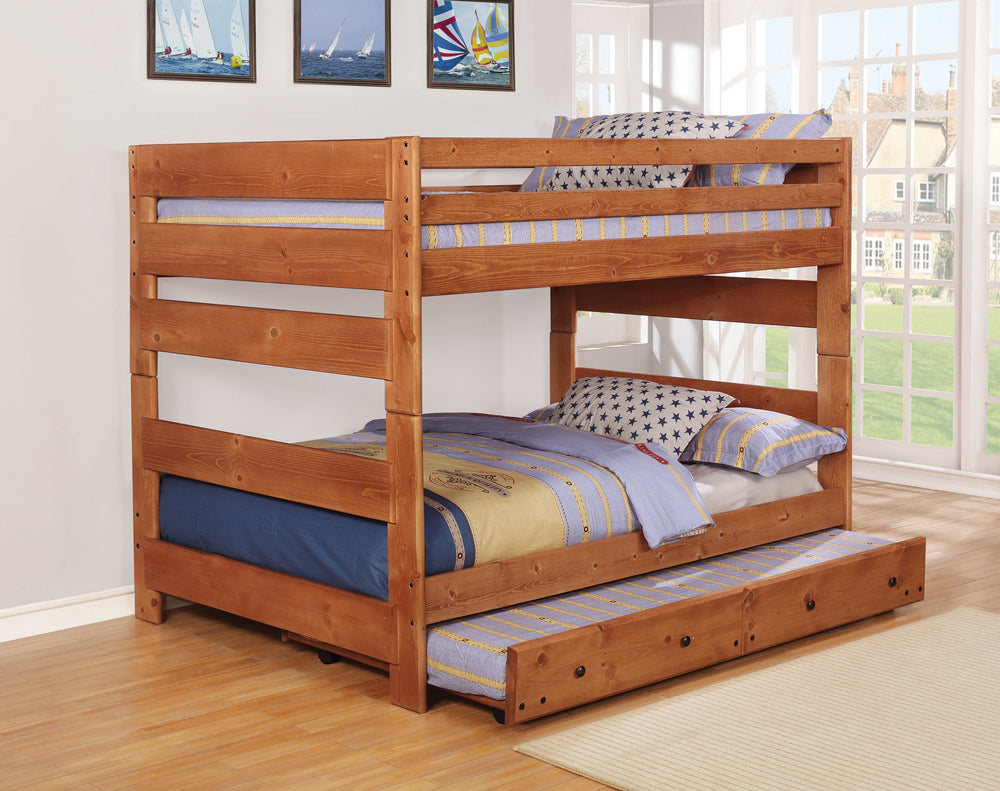 Full / Full Bunk Bed - Wrangle Hill Full Over Full Bunk Bed Amber Wash