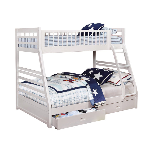 Twin / Full Bunk Bed - Ashton Twin Over Full 2-drawer Bunk Bed White