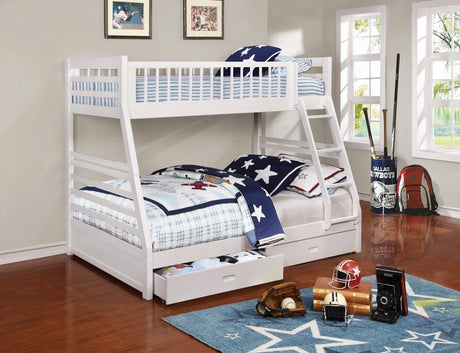 Ashton Twin Over Full 2 - drawer Bunk Bed White | Coaster | Home Elegance USA
