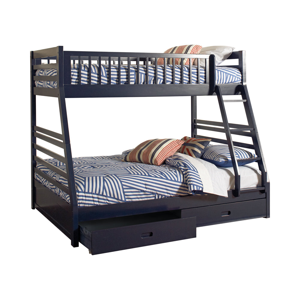 Twin / Full Bunk Bed - Ashton Twin Over Full 2-drawer Bunk Bed Navy Blue