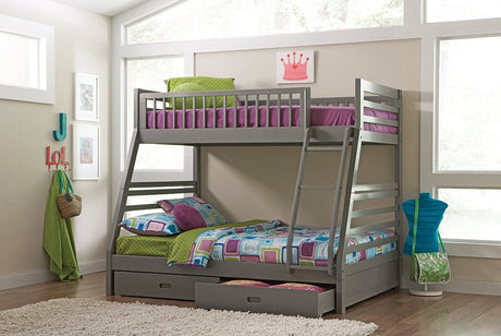 Ashton Twin Over Full Bunk 2 - drawer Bed Grey | Coaster | Home Elegance USA