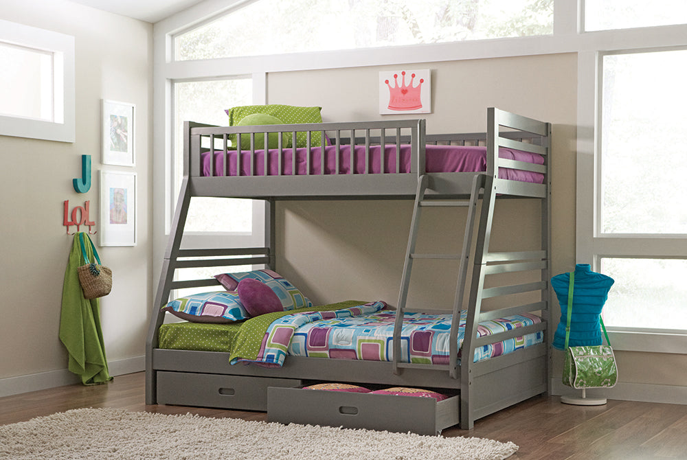 Twin / Full Bunk Bed - Ashton Twin Over Full Bunk 2-drawer Bed Grey