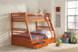 Twin / Full Bunk Bed - Ashton Twin Over Full 2-drawer Bunk Bed Honey