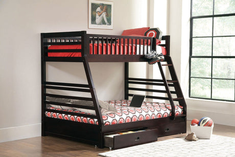 Ashton Twin Over Full 2 - drawer Bunk Bed Cappuccino | Coaster | Home Elegance USA