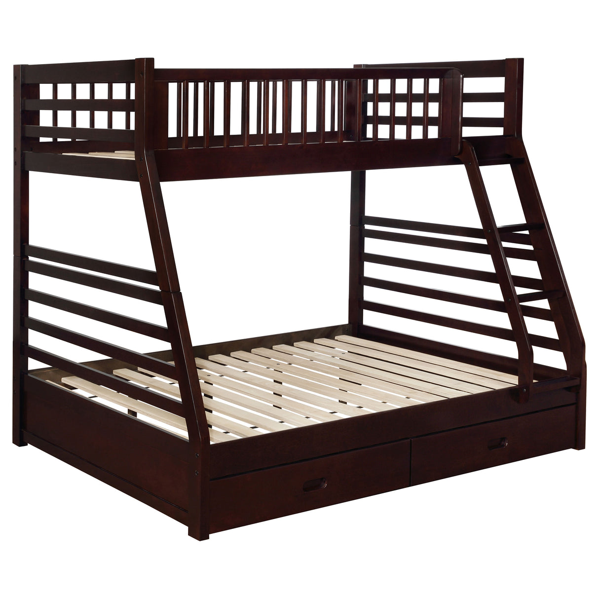 Twin / Full Bunk Bed - Ashton Twin Over Full 2-drawer Bunk Bed Cappuccino