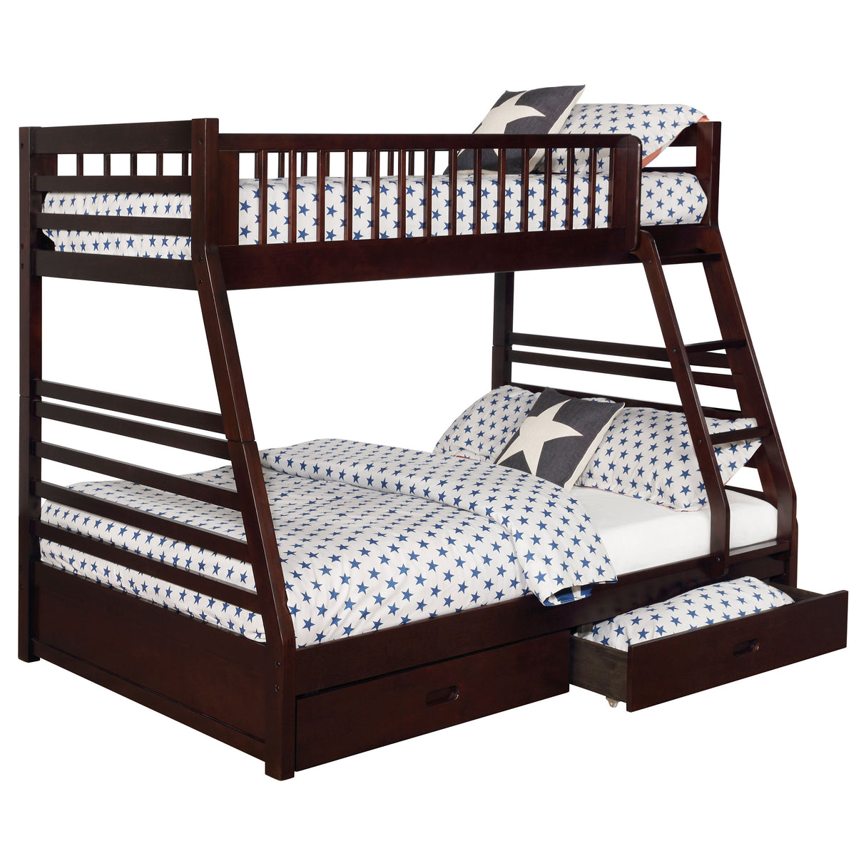 Twin / Full Bunk Bed - Ashton Twin Over Full 2-drawer Bunk Bed Cappuccino