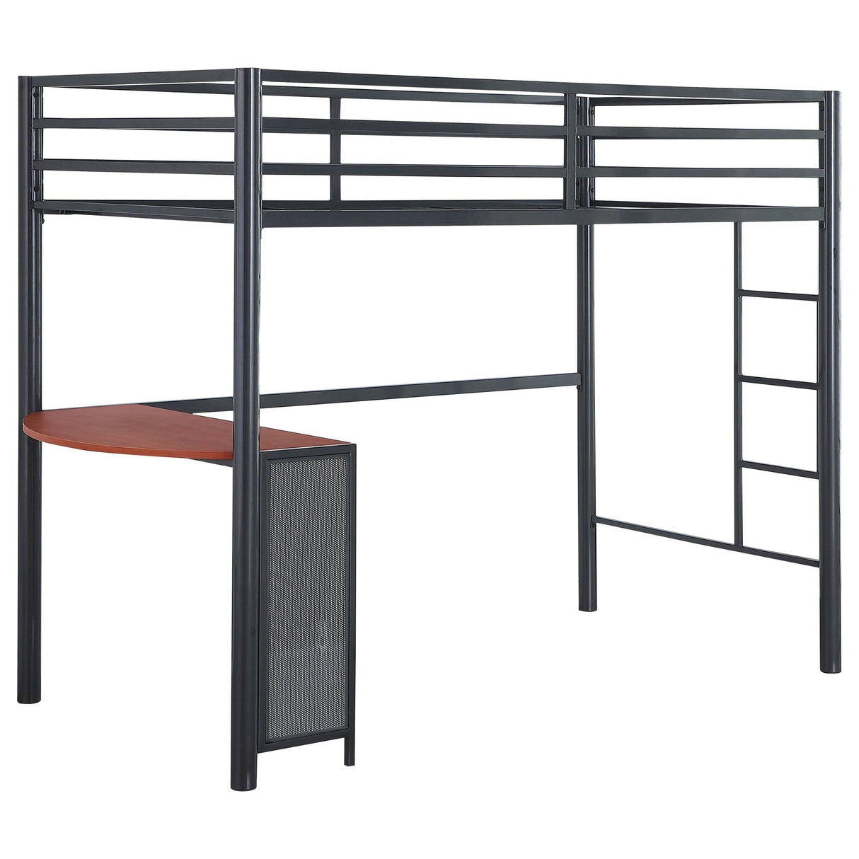 Fisher 2 - piece Metal Workstation Loft Bed Set Gunmetal | Coaster | Home Elegance USA