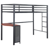 2 Pc Set (Loft Bed + Full Bed) - Fisher 2-piece Metal Workstation Loft Bed Set Gunmetal